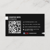 Moderne minimaliste QR Code Carte de visite - Noir (Devant)