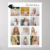 Moderne minimalistische 12 foto Afstuderen bord te Poster (Voorkant)