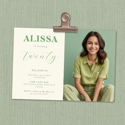 Moderne minimalistische 20e verjaardag kaart