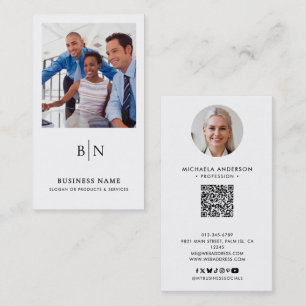 Moderne Minimalistische 2-foto QR-code en sociale Visitekaartje