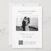 Moderne minimalistische 2 foto QR-code Save The Date (Achterkant)