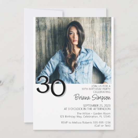Moderne minimalistische 30e verjaardag kaart (Voorkant)