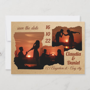 Moderne, minimalistische 3 fotobruiloft met behoud save the date