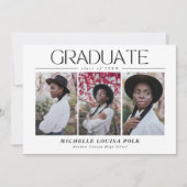 Moderne minimalistische 4 foto afstuderen aankondiging (Voorkant)