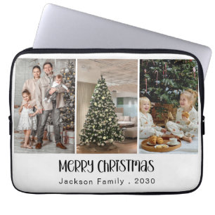 Moderne Minimalistische 4 Foto Collage Familie Naa Laptop Sleeve