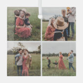 Moderne minimalistische 4 foto collage kerst glas ornament (Voorkant)