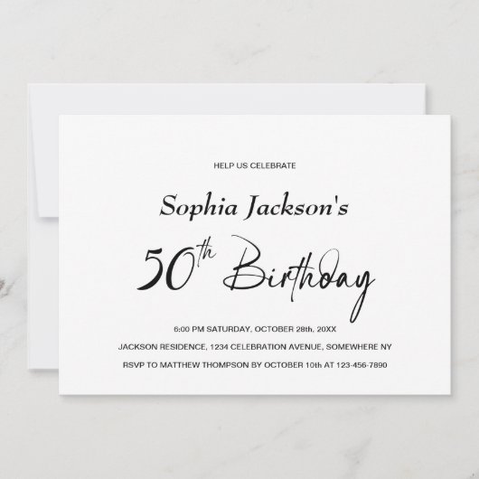 Moderne minimalistische 50ste verjaardag kaart (Voorkant)