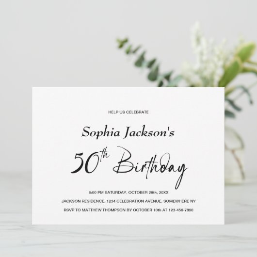 Moderne minimalistische 50ste verjaardag kaart (Staand voorkant)