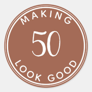 Moderne minimalistische 50ste verjaardag ronde sticker