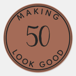 Moderne minimalistische 50ste verjaardag ronde sticker