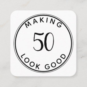 Moderne minimalistische 50ste verjaardag vierkante visitekaartje