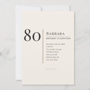 Moderne Minimalistische 80ste Verjaardagsviering v Kaart