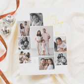 Moderne minimalistische 9 foto collage kerst folie feestdagenkaart