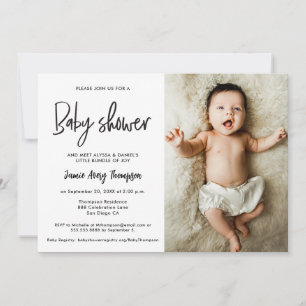 Moderne Minimalistische Aangepaste Foto Baby Showe Kaart