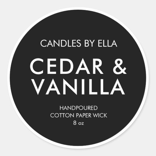 Moderne, minimalistische, aangepaste kaartenlabels ronde sticker (Voorkant)