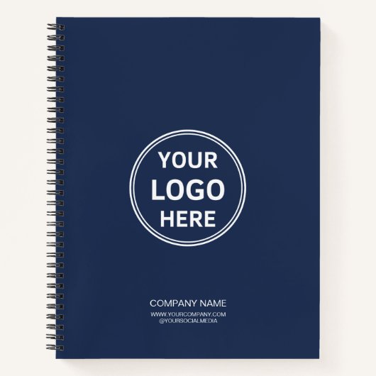Moderne Minimalistische Aangepaste Logo Donkerblau Notitieboek (Voorkant)