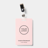 Moderne Minimalistische Aangepaste Logo QR-code Pe Badge (Voorzijde met clip)