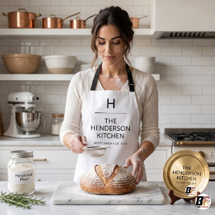 Moderne Minimalistische Aangepaste Monogram Famili Schort