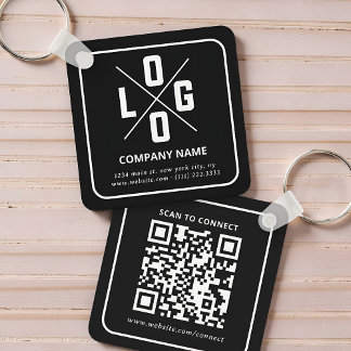 Moderne Minimalistische Aangepaste QR-code Logo Sleutelhanger