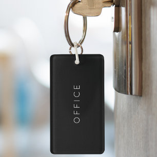 Moderne Minimalistische Aangepaste Tekst Zwart Sleutelhanger