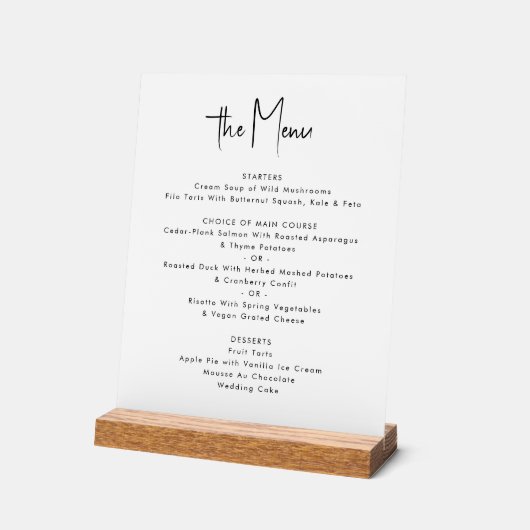 Moderne minimalistische aangepaste witte bruiloft  acryl bord (Hoek)