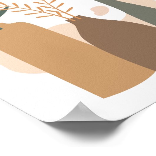 Moderne minimalistische abstracte botanische lijnk poster (Hoek)