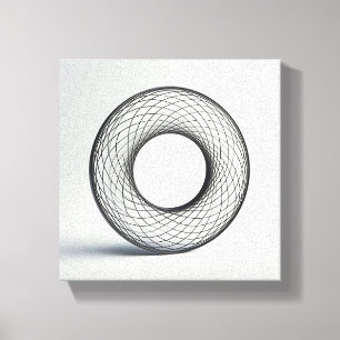 Moderne Minimalistische Abstracte Draadframe Kubus Canvas Afdruk