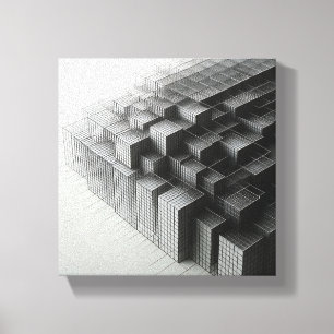 Moderne Minimalistische Abstracte Draadframe Kubus Canvas Afdruk