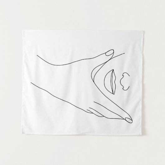 Moderne minimalistische Abstracte Face Line Art te Wandkleed (Voorkant (horizontaal))