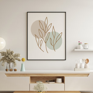 Moderne minimalistische Abstracte Floral Line Art Poster