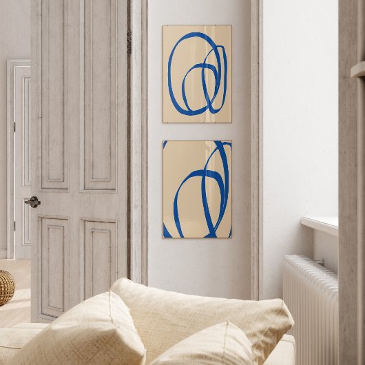 Moderne minimalistische Abstracte kunst in blauw Poster