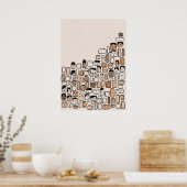 Moderne minimalistische Abstracte lijn Gezichtskun Poster (Keuken)