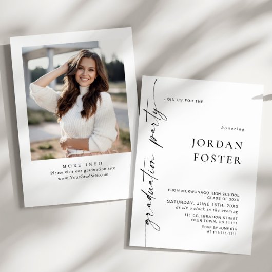 Moderne Minimalistische AFBEELDING Afstudeerfeest Kaart