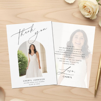 Moderne Minimalistische Afstudeerfoto Bedankkaart