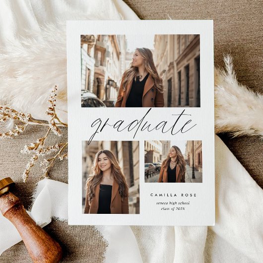 Moderne minimalistische Afstuderen 3 fotocollage Aankondiging