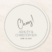 Moderne minimalistische alabaster bruiloft ronde kartonnen onderzetter (Voorkant)