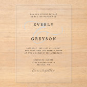 Moderne minimalistische Ampersand bruiloft Acryl Uitnodigingen (Voorkant)