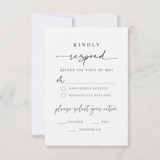 Moderne Minimalistische Antwoordkaart Kaart (Voorkant)