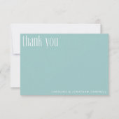Moderne minimalistische Aqua Blue Custom Wedding Bedankkaart (Voorkant)