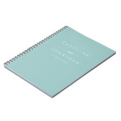 Moderne minimalistische Aqua Custom Wedding Notitieboek (Linkerzijde)