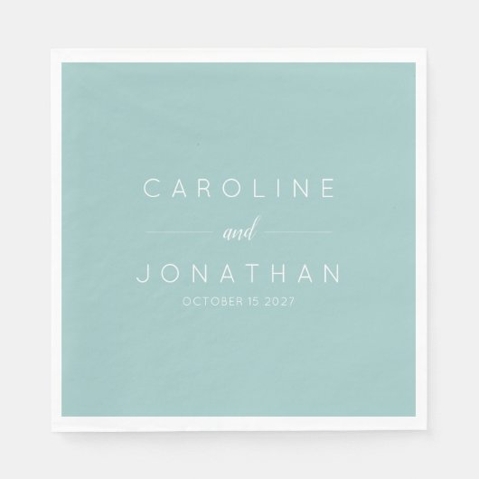 Moderne minimalistische Aqua Custom Wedding Servet (Voorkant)