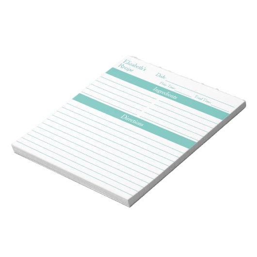 Moderne minimalistische Aqua Personalized Recipipe Notitieblok (Gedraaid)