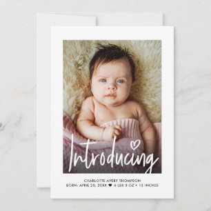 Moderne minimalistische Baby Meisje Foto Geboortes Kaart