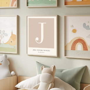 Moderne minimalistische Baby naam kwekerij monogra Poster