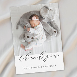 Moderne Minimalistische Baby Shower Foto Bedankkaart
