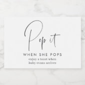 Moderne minimalistische Baby shower gunst Sparkling Wijnetiket (Enkel label)