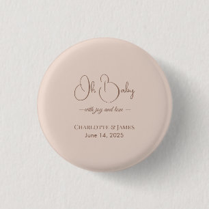 Moderne Minimalistische Baby Shower Poederroze Ronde Button 3,2 Cm