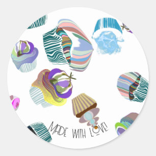 Moderne minimalistische bakkers dozijn cupcake fan ronde sticker