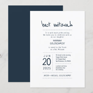 Moderne + minimalistische bat mitswa kaart