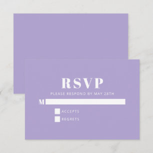 Moderne minimalistische bat Mitzvah Lavender Paars RSVP Kaartje